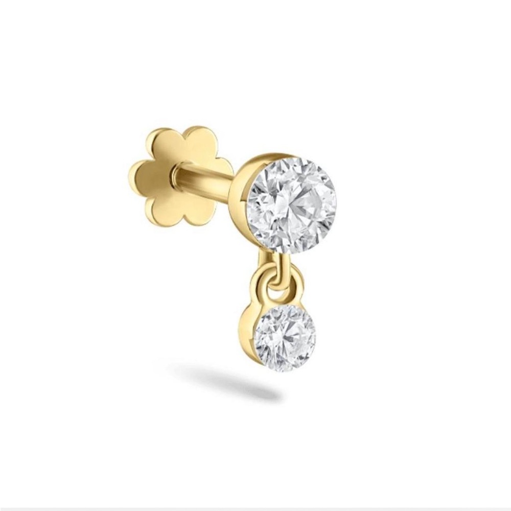Maria Tash custom Invisible set diamond dangle stud earring size XL.